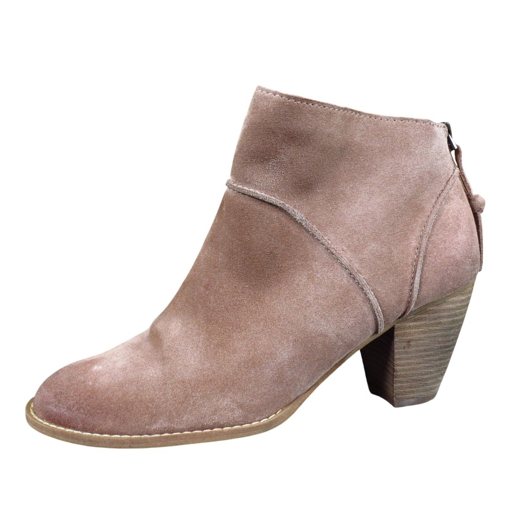 Tesori Womens Ankle Bootie Size 9.5 Fashion Block Heel Mauve Brown Suede